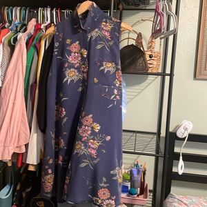 OLD NAVY Button Down Sleeveless Collar Dress w/Pockets Navy Blue Floral🐰